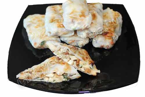 Рецепт приготовления блинчиков из рисовой бумаги с грибами и курицей
