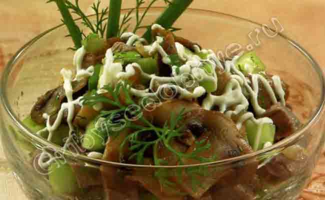 Рецепт приготовления грибного салата с мясом фото