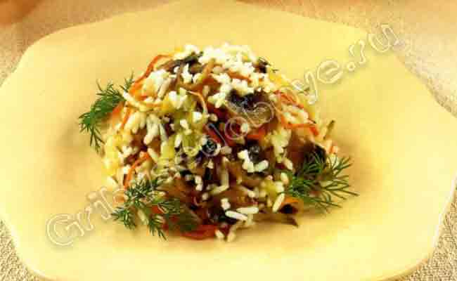 Рецепт приготовления грибного салата с подосиновиками и рисом фото