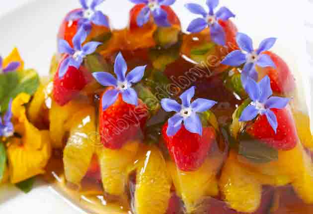 Сладкое ягодное желе приготовленное с цветами буравчика
